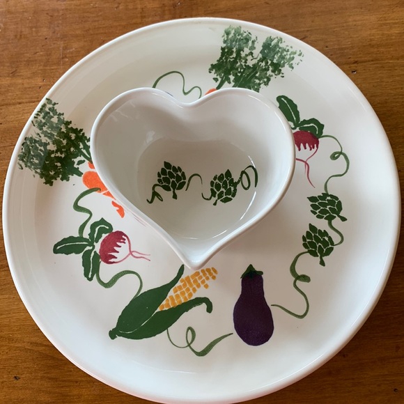 Vegetable motif Chip and Dip platter - Picture 1 of 4